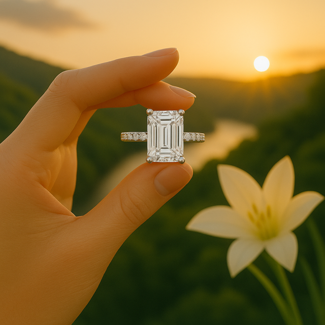 Extra Presence One of A kind Radiant Cut Engagement Rings