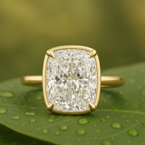 Elegant Cushion Cut Engagement Ring in Bezel Setting