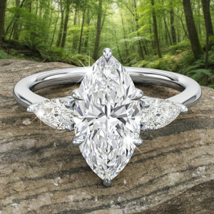 luxury marquise three stone engagement ring